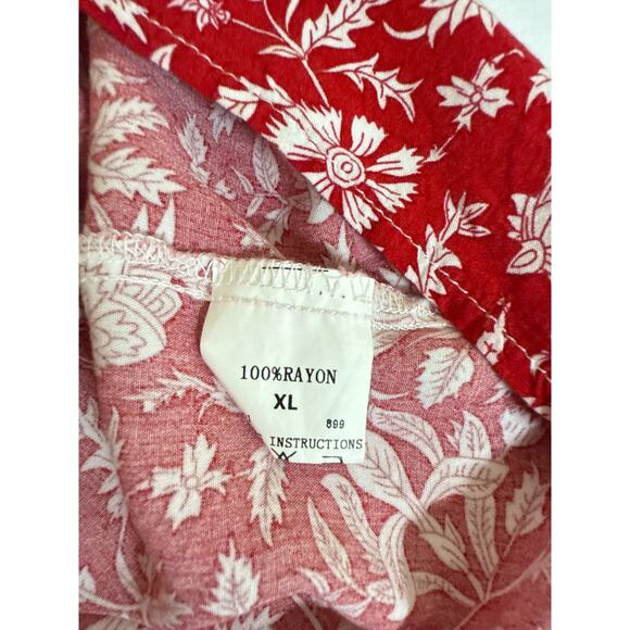 Lightweight Women's Spring Morning Flower Boho Smock Mini Dress Sz XL Red White - Picture 5 of 8